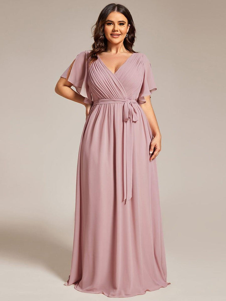 Festliches Maxikleid A-Linie, V-Ausschnitt, lange Form, für jede Frau.