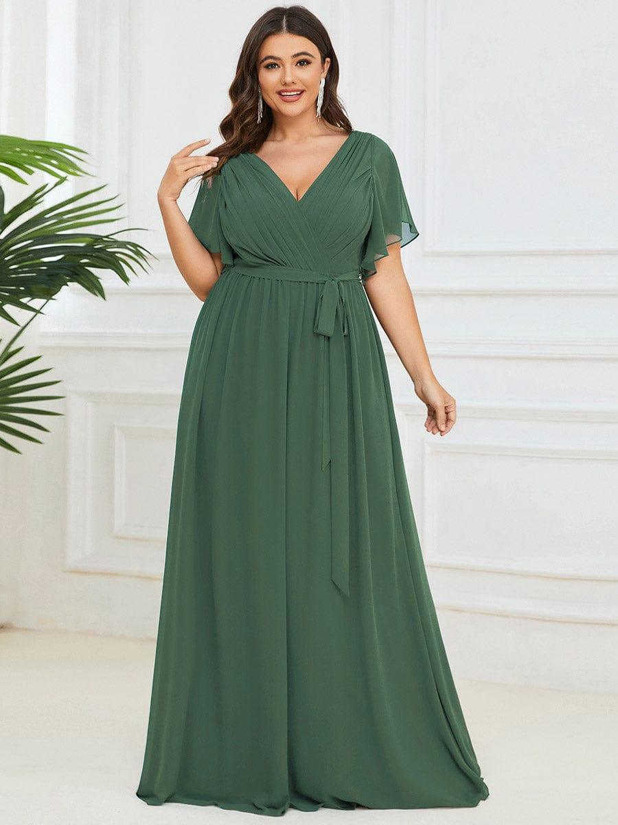 Damen Abendkleid A-Linie, Maxilänge, V-Ausschnitt, mit schickem Schnitt.
