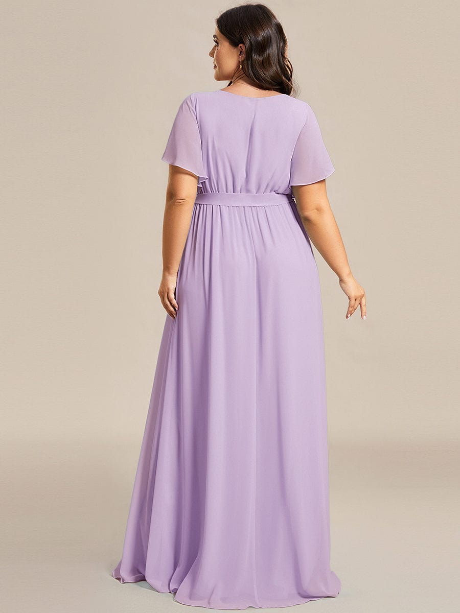 Partykleid A-Linie, V-Ausschnitt, Flügelärmel, lang, für unvergessliche Momente.