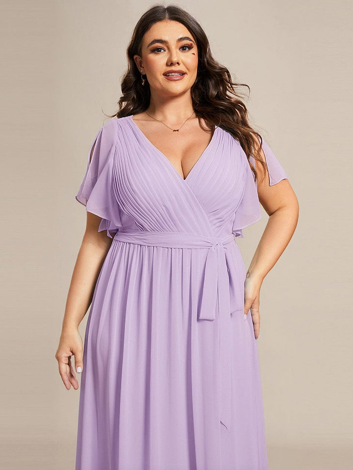 Festliches Maxikleid A-Linie, V-Ausschnitt, lange Form, mit Raffinesse.