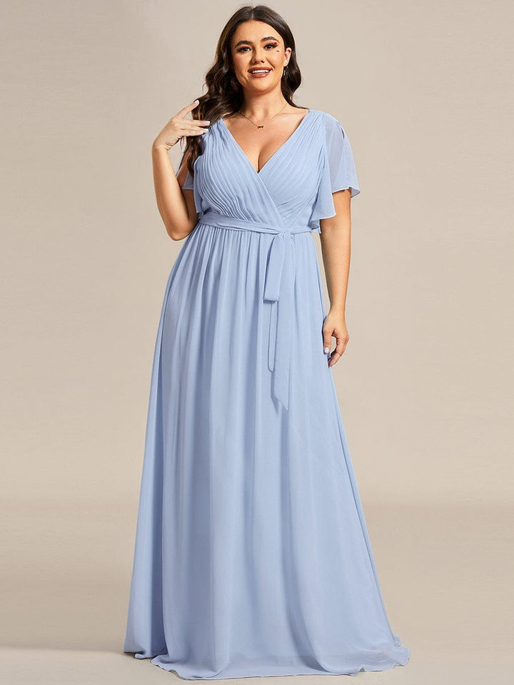 Hochzeitsgastkleid A-Linie, V-Ausschnitt, lange Form, ein Hingucker.