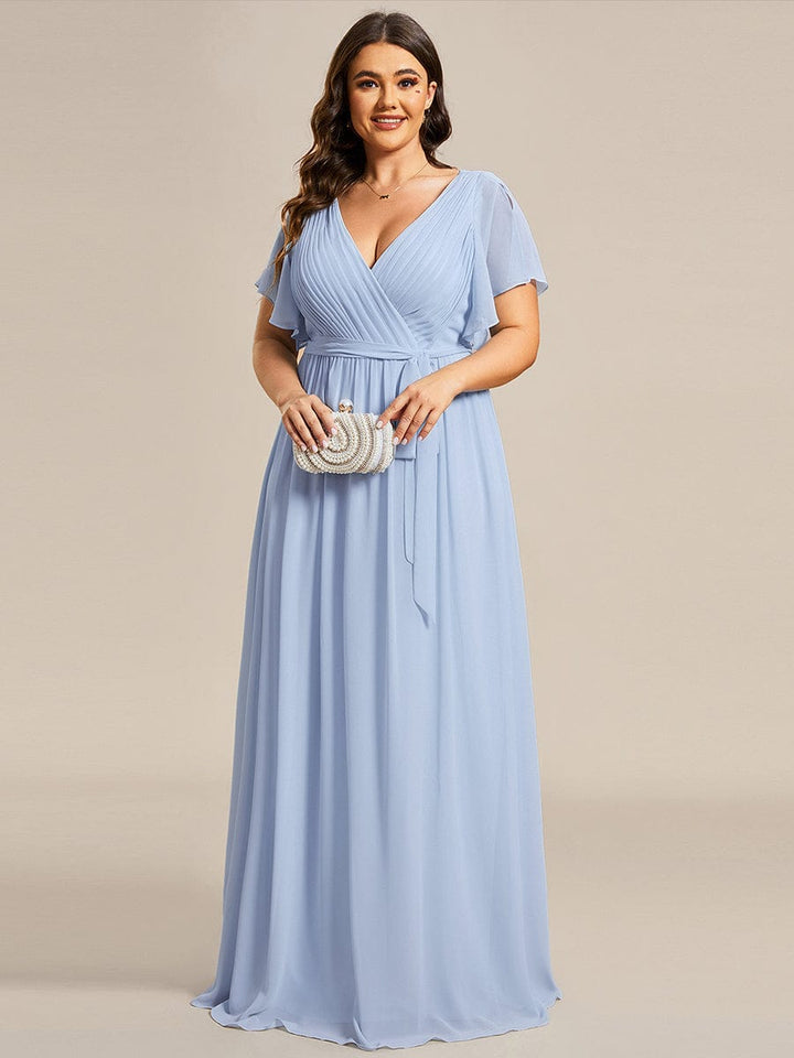 Festliches Maxikleid A-Linie, V-Ausschnitt, lange Form, für jeden Anlass.
