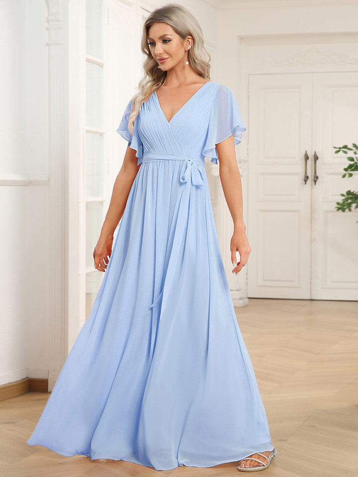 Damen Abendkleid A-Linie, Maxilänge, V-Ausschnitt, für jede Figur.