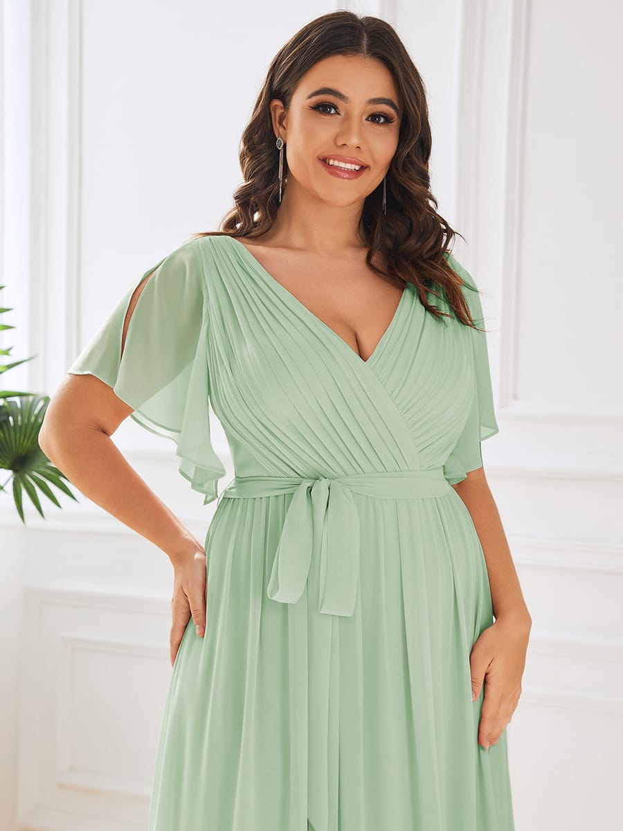 Hochzeitsgastkleid A-Linie, V-Ausschnitt, lange Form, für jeden Geschmack.