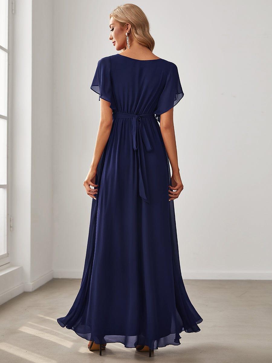 Maxikleid A-Linie mit Flügelärmeln, ideal für Hochzeitsgäste.