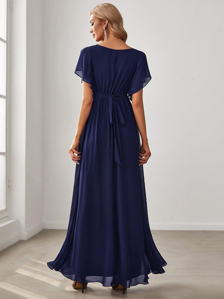 Maxikleid A-Linie mit Flügelärmeln, ideal für Hochzeitsgäste.