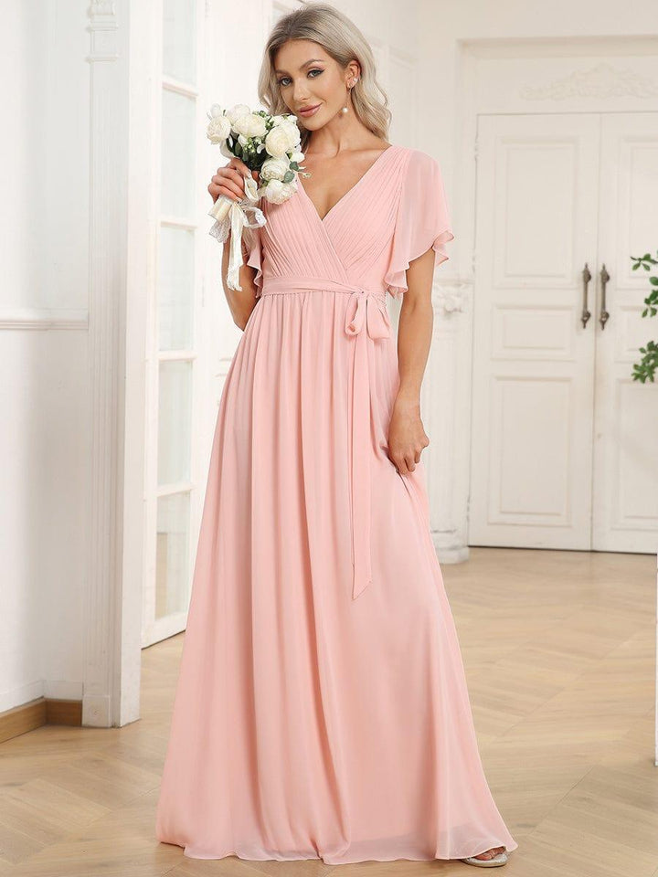 Ballkleid A-Linie, V-Ausschnitt, lange, elegante Silhouette.