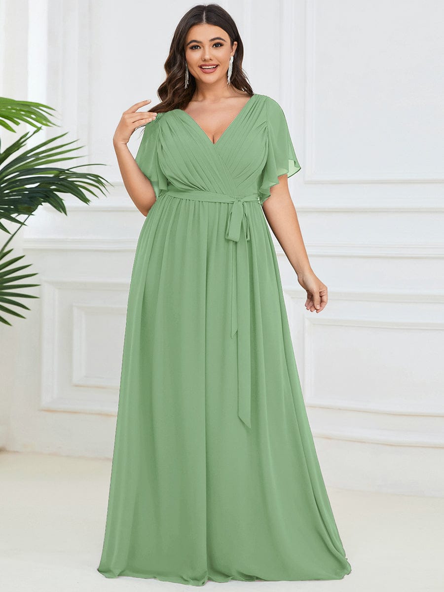 Hochzeitsgastkleid A-Linie, V-Ausschnitt, lange Form, für eine tolle Hochzeit.