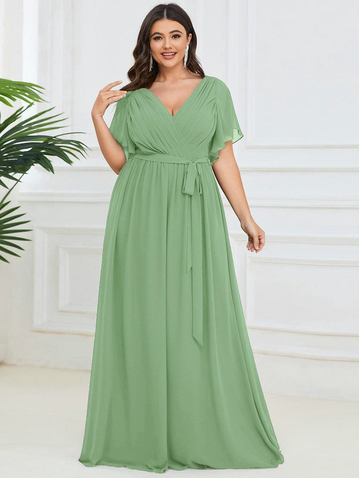 Hochzeitsgastkleid A-Linie, V-Ausschnitt, lange Form, für eine tolle Hochzeit.