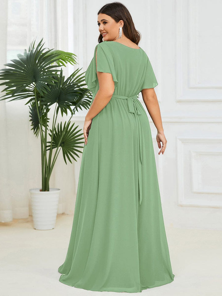 Ballkleid A-Linie, V-Ausschnitt, Flügelärmel, lang, für Märchenmomente.