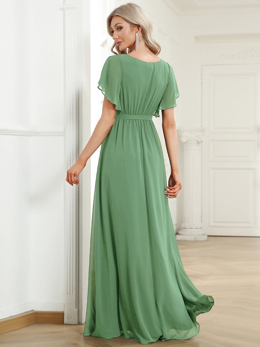 Festliches Maxikleid A-Linie, V-Ausschnitt, lange Form, bequem & elegant.