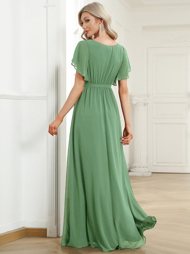 Festliches Maxikleid A-Linie, V-Ausschnitt, lange Form, bequem & elegant.