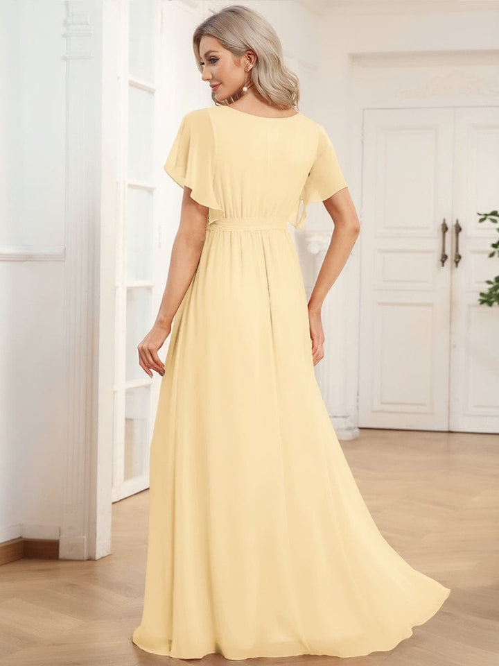 Damen Abendkleid A-Linie, Maxilänge, V-Ausschnitt, stilvoll & feminin.