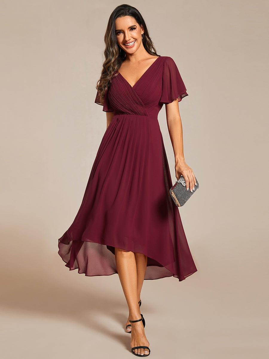 Damen Midi Festkleid im Vokuhila-Stil, elegant & sommerlich, perfekt für Cocktailpartys.