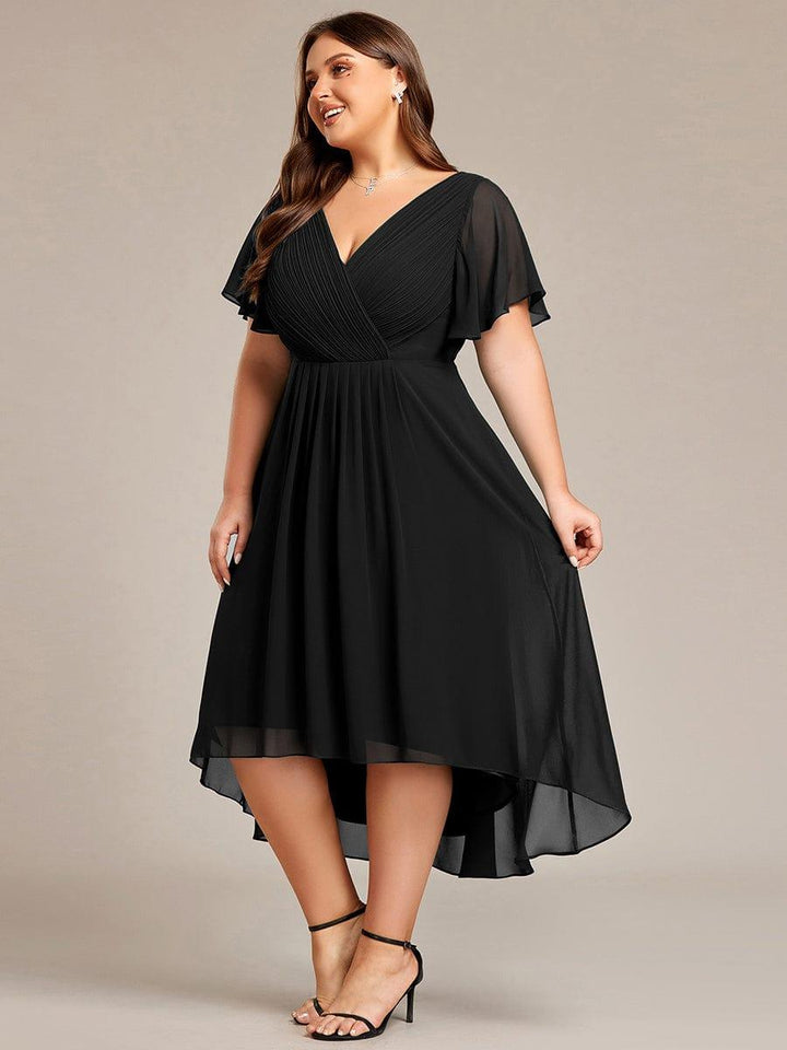 Modernes Vokuhila Abendkleid für Damen, A-Linie, Midi-Länge, ideal für Gala & Event.