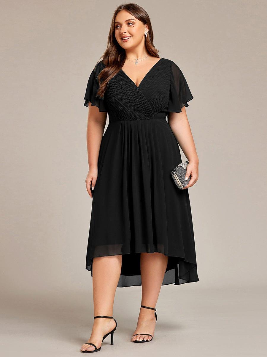 Damen Vokuhila Partykleid, festlich, Kurzarm, Empire-Taille, für stilvolle Sommerabende.
