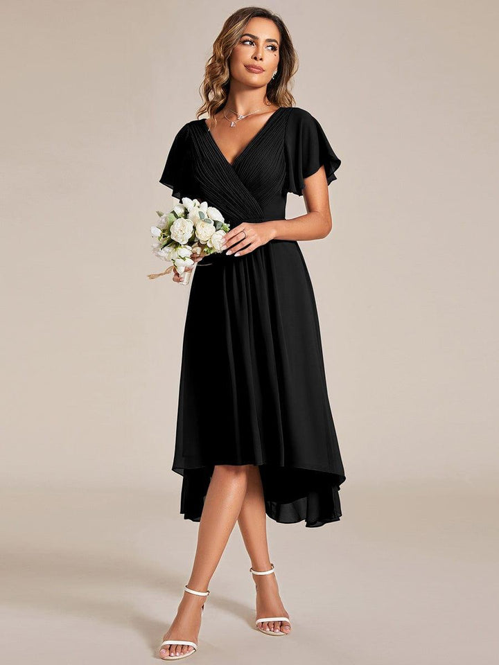 Damen Vokuhila Brautjungfernkleid, festlich, Midi-Länge, Empire-Taille für den großen Tag.