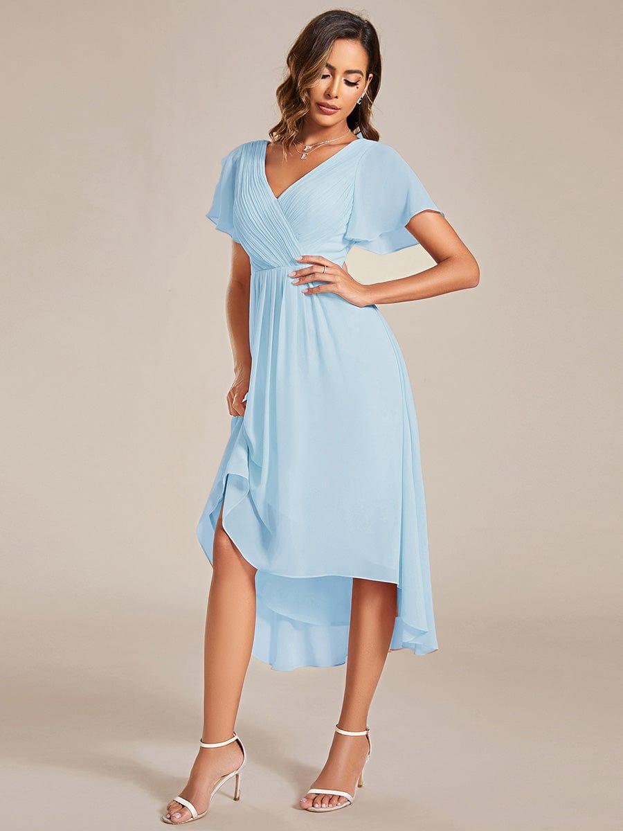 Damen Vokuhila Festkleid, Kurzarm, Midi-Länge, elegant für besondere Anlässe.