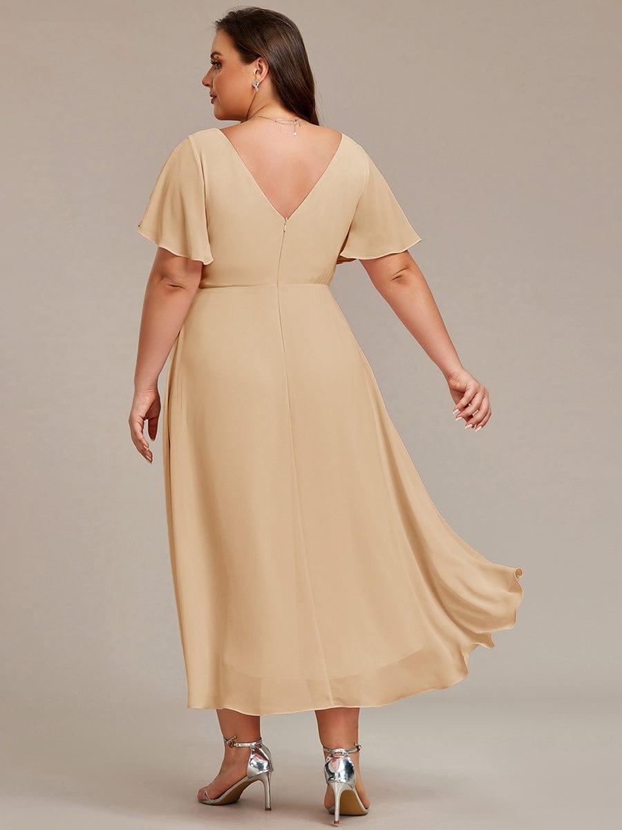 Damen Vokuhila Festkleid, Kurzarm, Midi-Länge, elegant für besondere Momente.