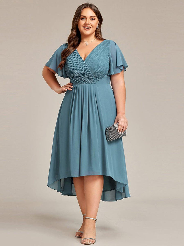 Festliches Vokuhila Brautjungfernkleid, A-Linie, Empire-Taille, für einen schönen Tag.