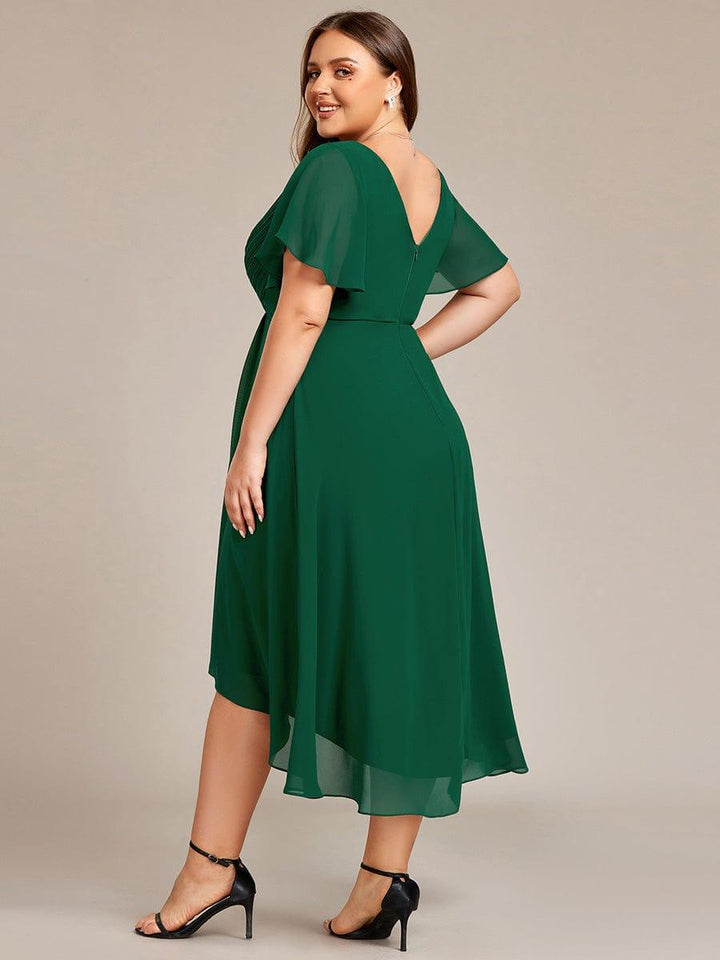 Trendiges Vokuhila Brautjungfernkleid, Empire-Taille, A-Linie, elegant für Hochzeiten.