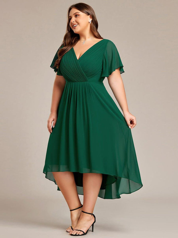 Festliches Vokuhila Abendkleid, A-Linie, Empire-Taille, perfekt für Hochzeitsgast & Feier.