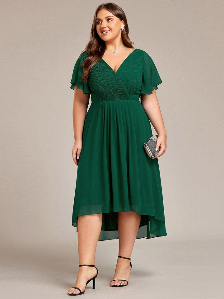 Damen Vokuhila Partykleid, Kurzarm, Midi-Länge, stilvoll & komfortabel für den Sommer.