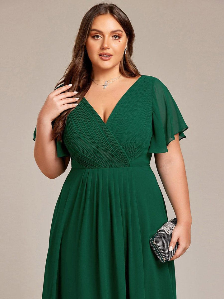 Elegantes Damen Festkleid Vokuhila, Kurzarm, Midi-Länge, für besondere Anlässe.