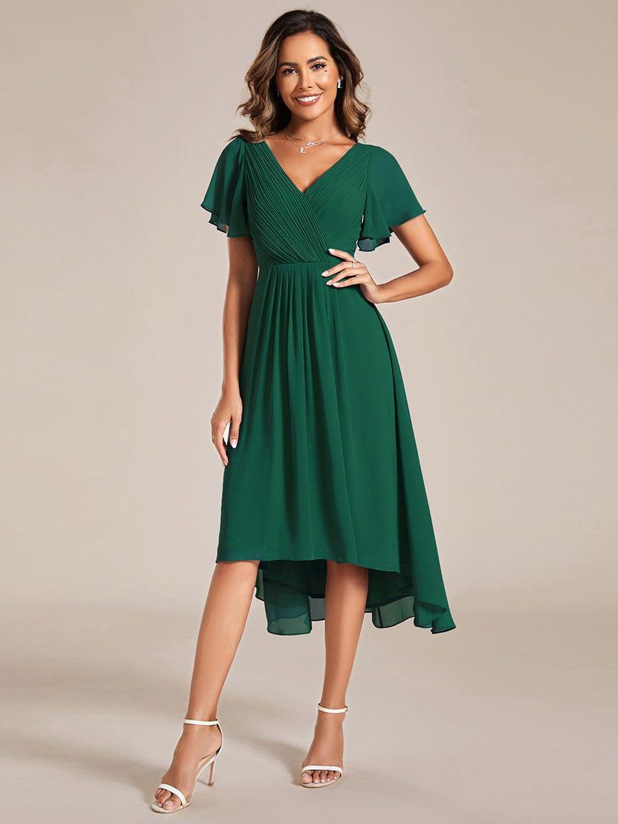 Schickes Vokuhila Midi-Kleid für Damen, A-Linie & Empire-Taille, als Brautjungfern- oder Partykleid.