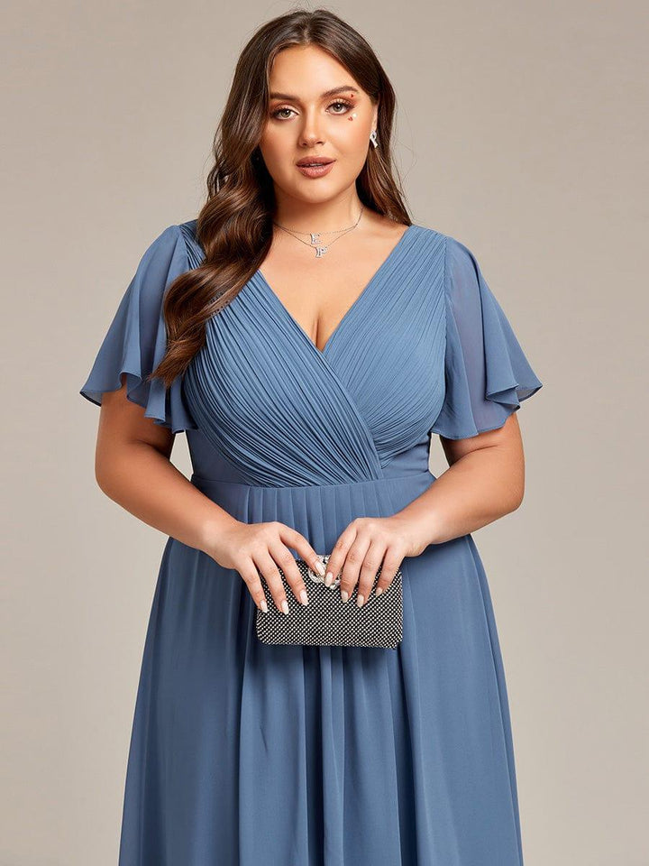 Damen Festkleid Vokuhila, Empire-Taille, A-Linie, perfekt als Brautjungfernkleid.