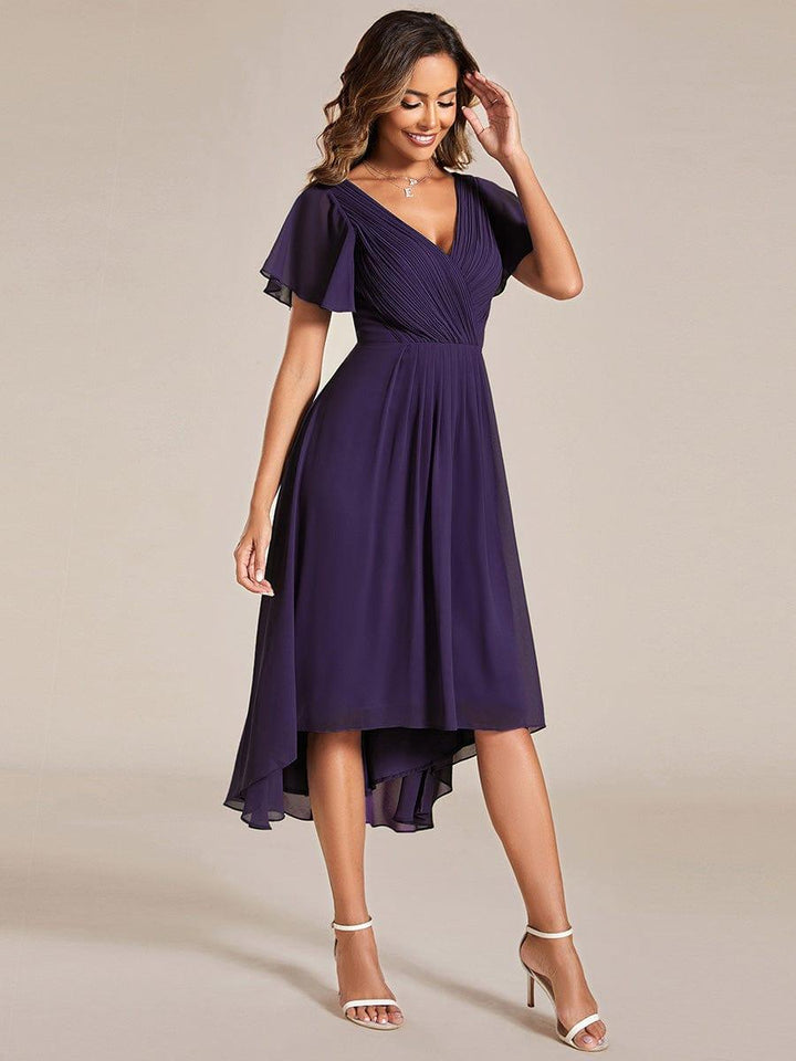 Festliches Abendkleid Vokuhila, Kurzarm, Midi-Länge, ideal für Gala-Empfänge.