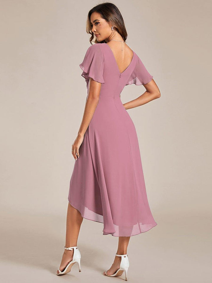 Stilvolles Vokuhila Abendkleid, A-Linie, Empire-Taille, ideal für festliche Anlässe.