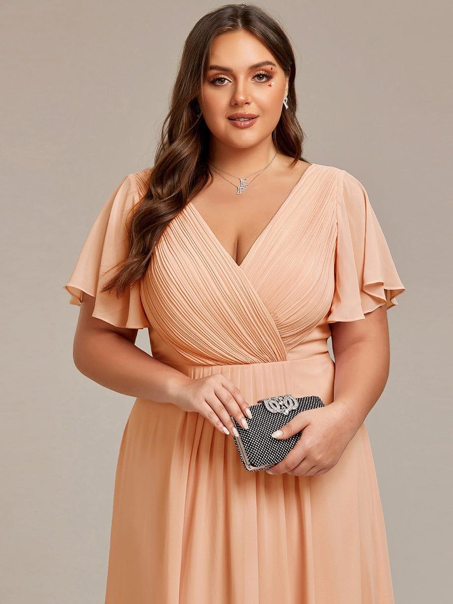 Elegantes Vokuhila Damenkleid für Hochzeiten, A-Linie, Empire-Taille, Kurzarm-Schnitt.