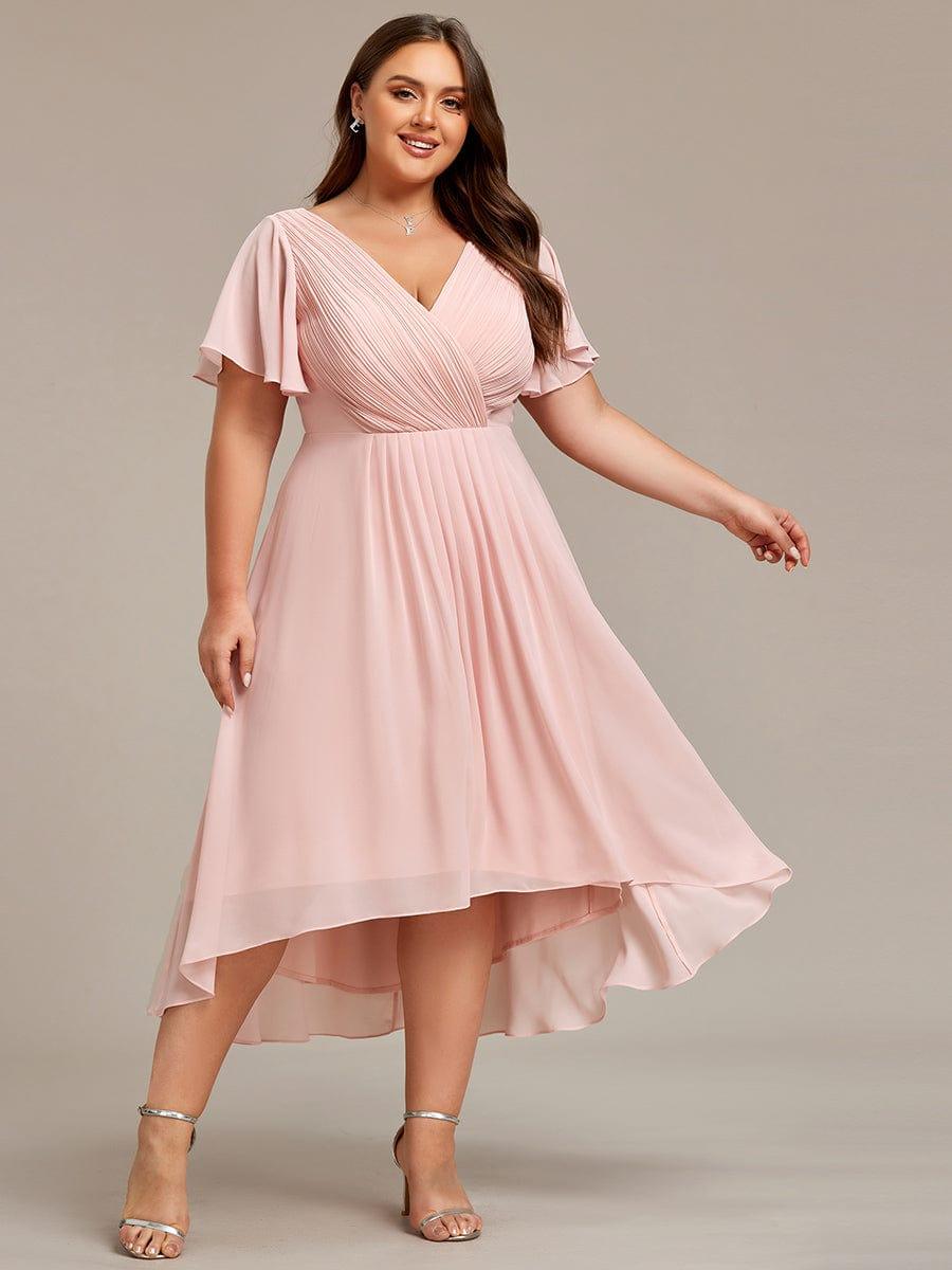 Vokuhila Abendkleid für Damen, Kurzarm, festlicher Look, perfekt für Bälle & Empfänge.