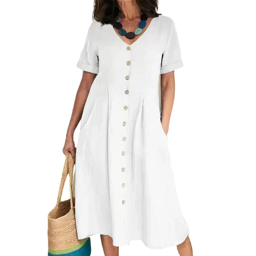 Lässiges Damen Sommerkleid, Midi-Länge, lockere Passform für entspannte Tage & warme Temperaturen, bequemer Sommerstil.