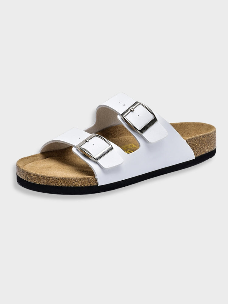 Elegante Herren-Hausschuhe im Arizona-Stil mit Doppelriemen für Komfort zu Hause. Bequeme Slipper.