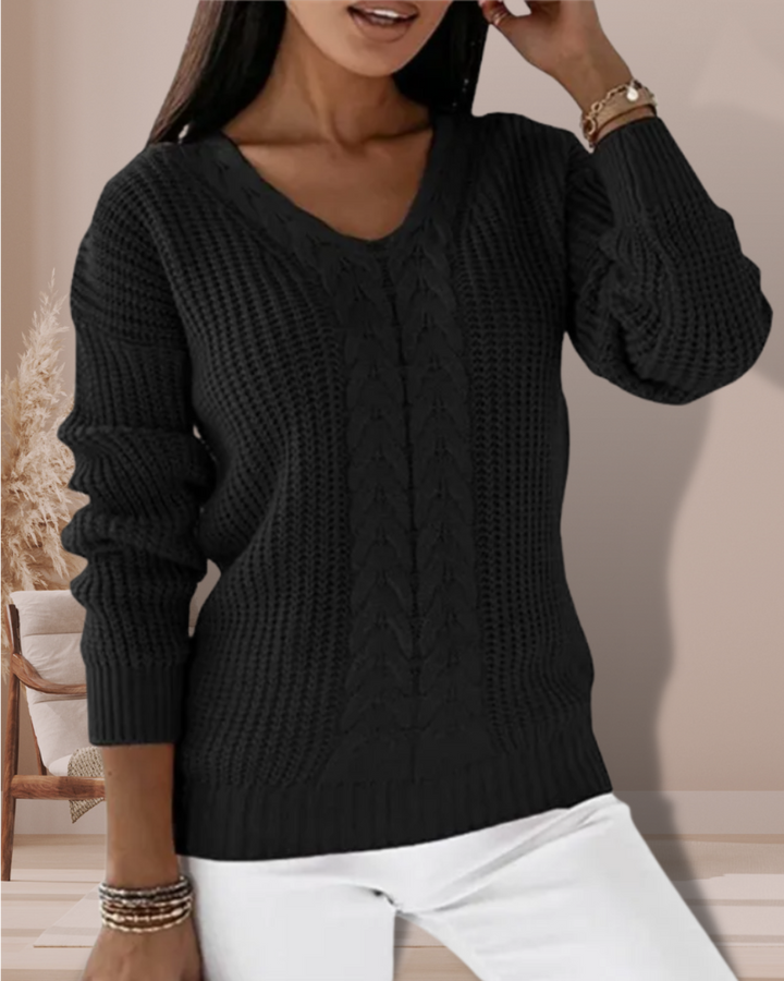 Stilvoller Damen-V-Ausschnitt-Pullover, langarm und weich, perfekt für Modebewusste im Winter und in der Freizeit.
