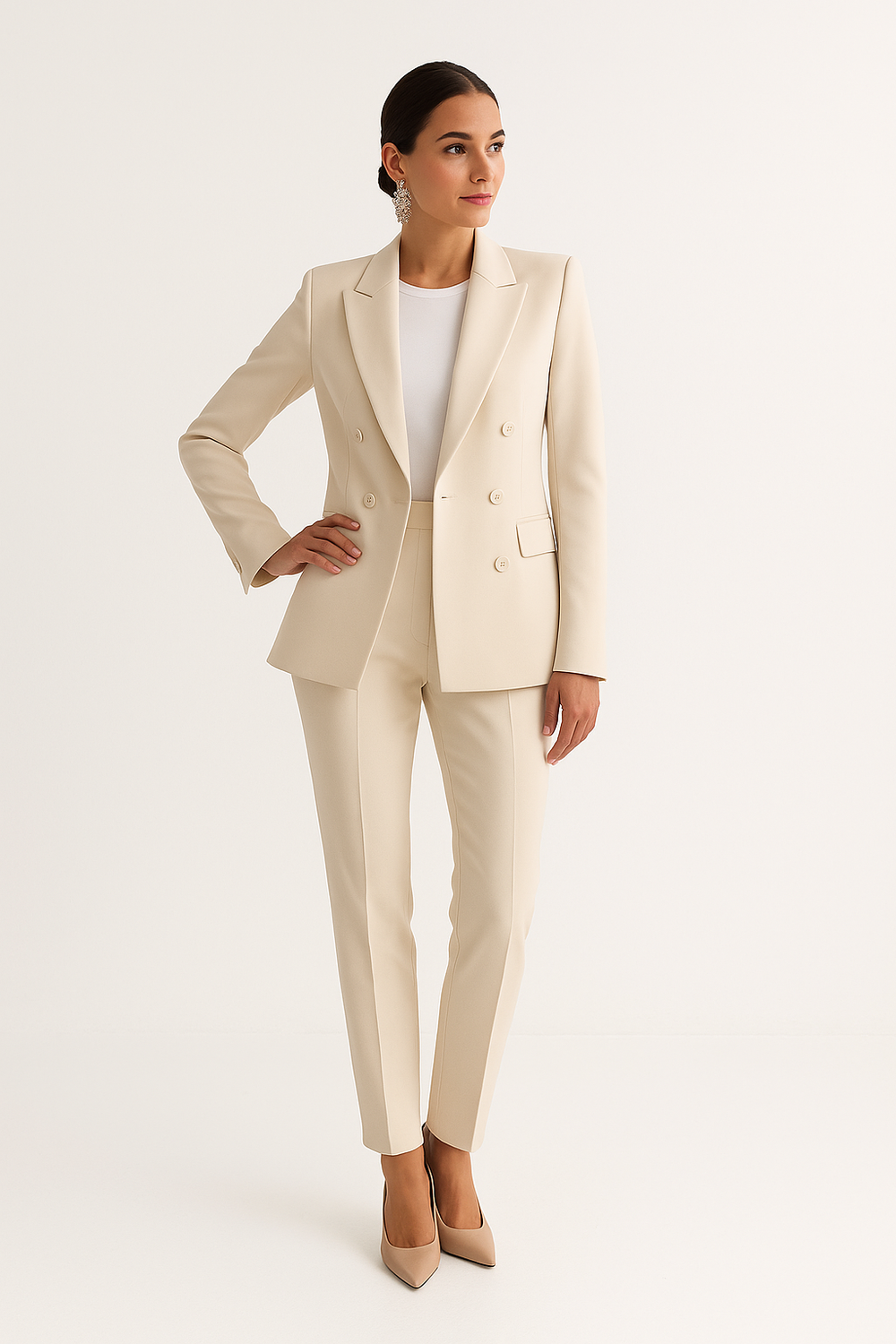 Formeller Damenanzug Zweiteiler mit Blazer und Hose, ideal für Büro und Business-Anlässe.