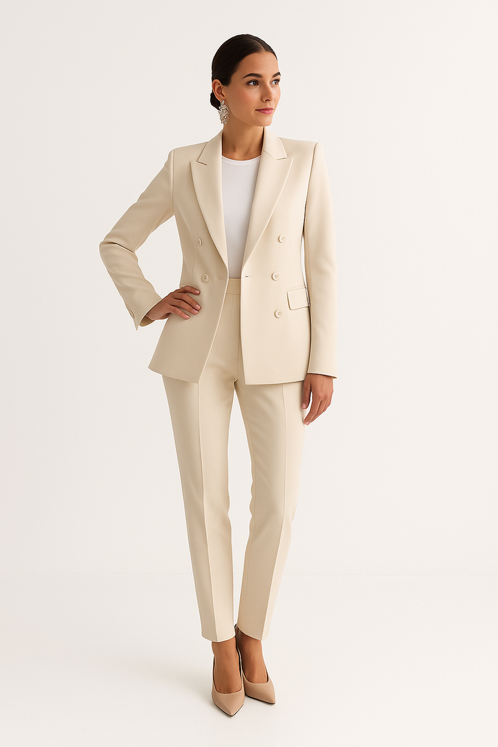 Formeller Damenanzug Zweiteiler mit Blazer und Hose, ideal für Büro und Business-Anlässe.