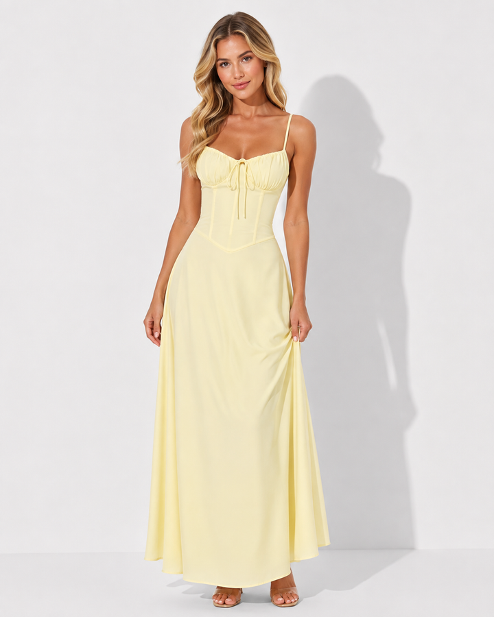 Edles Damen Korsettkleid mit Schnürung, figurbetontes Maxikleid, ideal als festliches Abendkleid.