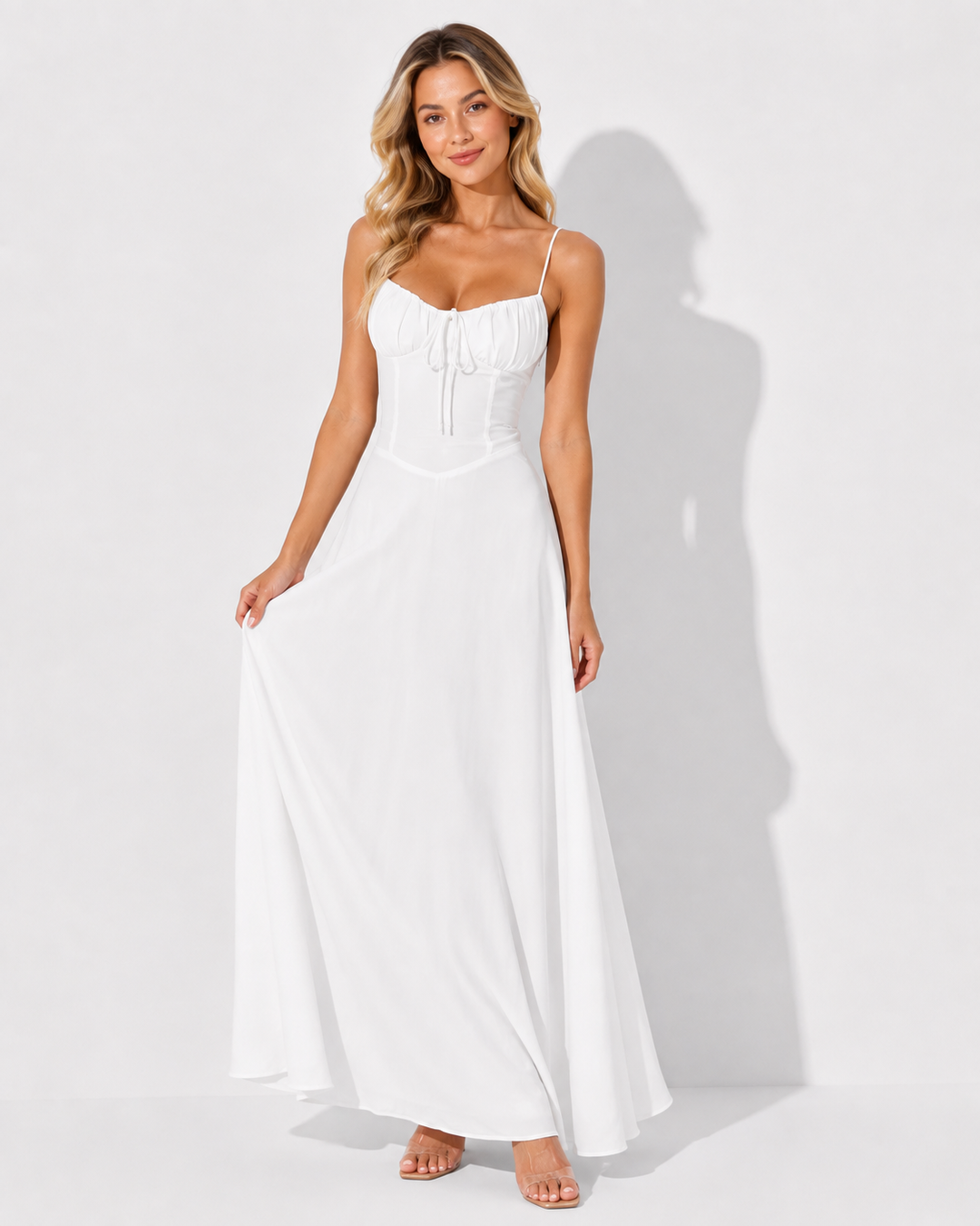 Vielseitiges Damen Maxikleid, elegantes Schnürkleid mit Korsett-Oberteil, perfekt für Sommer & Abend.