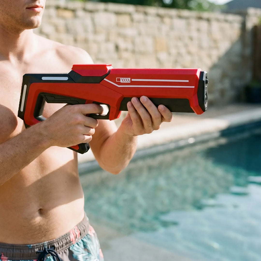 Elektrischer Wasserblaster für Kinder, blau, automatische Wasserpistole für Sommerspaß & Outdoor-Wasserspiele.