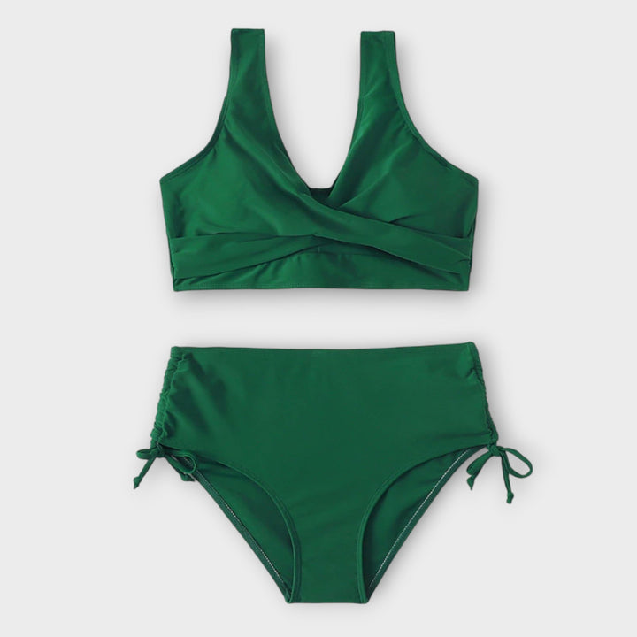 Damen Badeanzug Zweiteiler: Zweifarbiges Bikini-Set, modisch & sportlich. Perfekt für Strand, Sommer & Pool.
