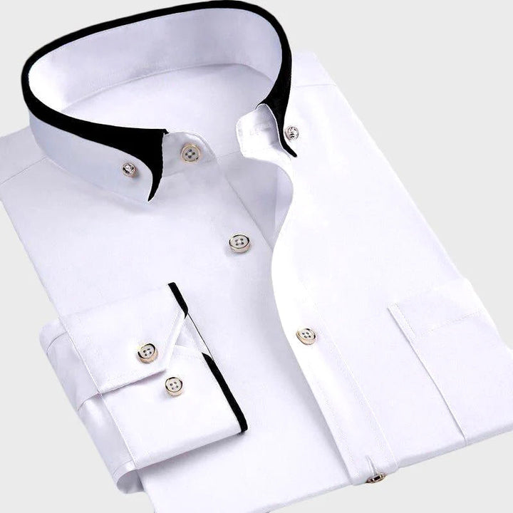 Vielseitiges Herren Businesshemd, Langarm, in Weiß. Klassischer Kragen für Freizeit & Büro. Herrenmode Oberteil.