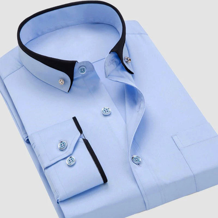 Stilvolles rotes Herrenhemd mit langen Ärmeln & klassischem Kragen. Ideal für elegante Smart-Casual Anlässe.