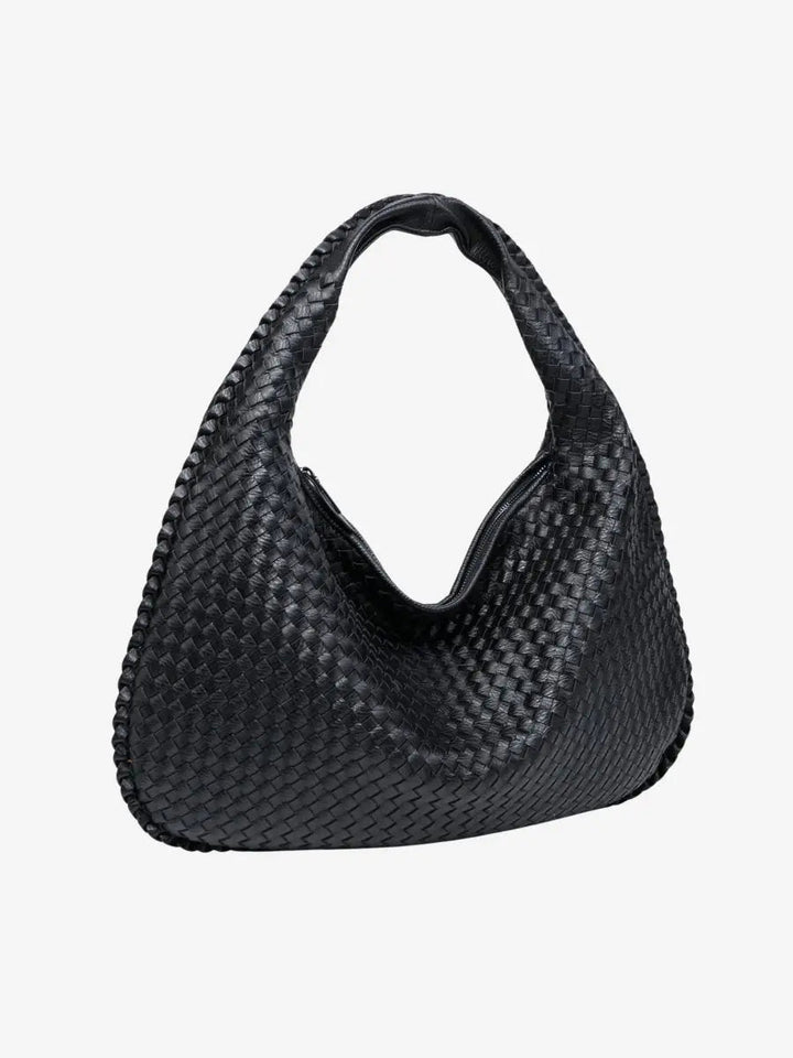 Stilvolle Damen Handtasche mit Flechtoptik, geräumig und praktisch, als elegante Alltagstasche tragbar.