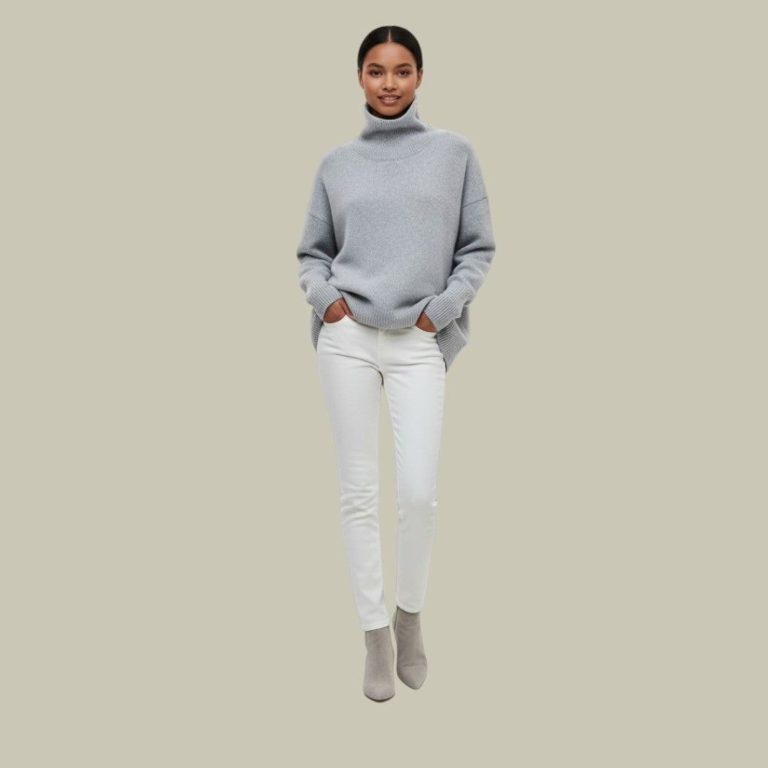 Damen Rollkragenpullover, locker & gemütlich, ideal für stilvolle Herbst- und Winteroutfits.