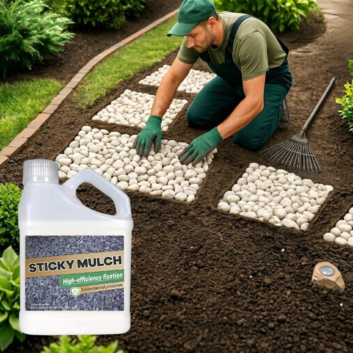 Garten Landschaftskleber für Mulch, Kies & Sand. Wetterfester Fixierer für langlebige Gartenwege & Beete.