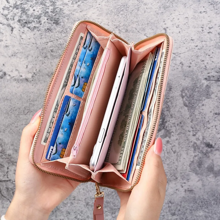 Geometrisches Damen Portemonnaie in Schwarz. Modernes, stilvolles Accessoire mit Organizerfunktion für jede Dame.