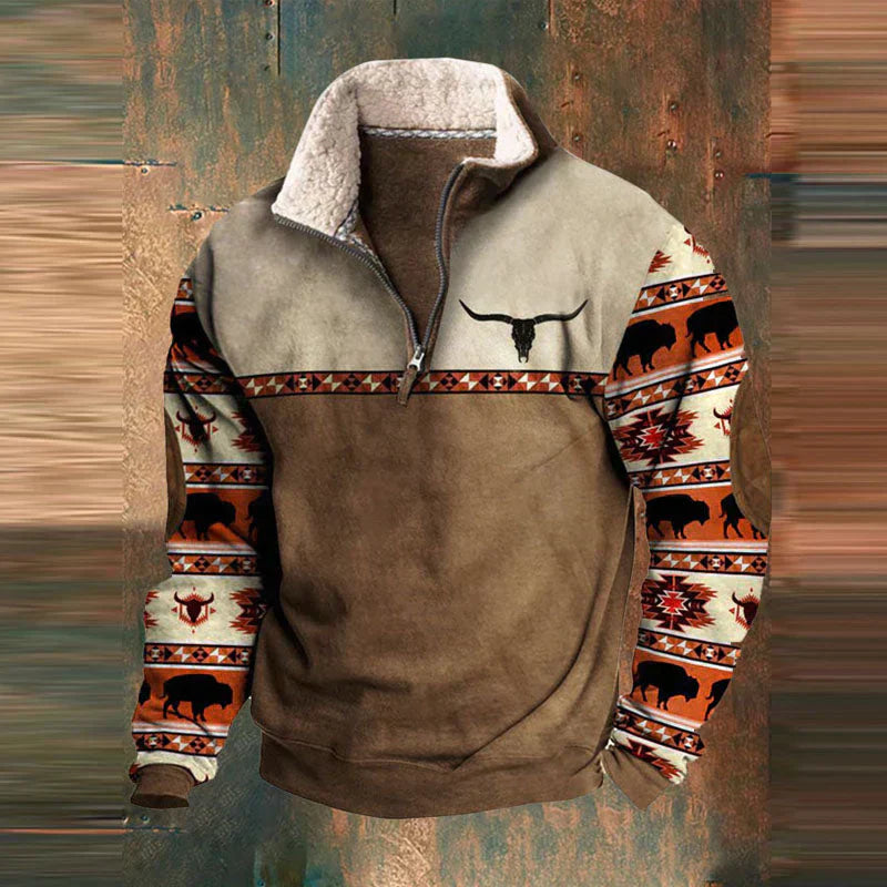 Stylischer Männerpullover mit Half-Zip Reißverschluss und praktischer Kängurutasche. Perfekt für Freizeitmode.